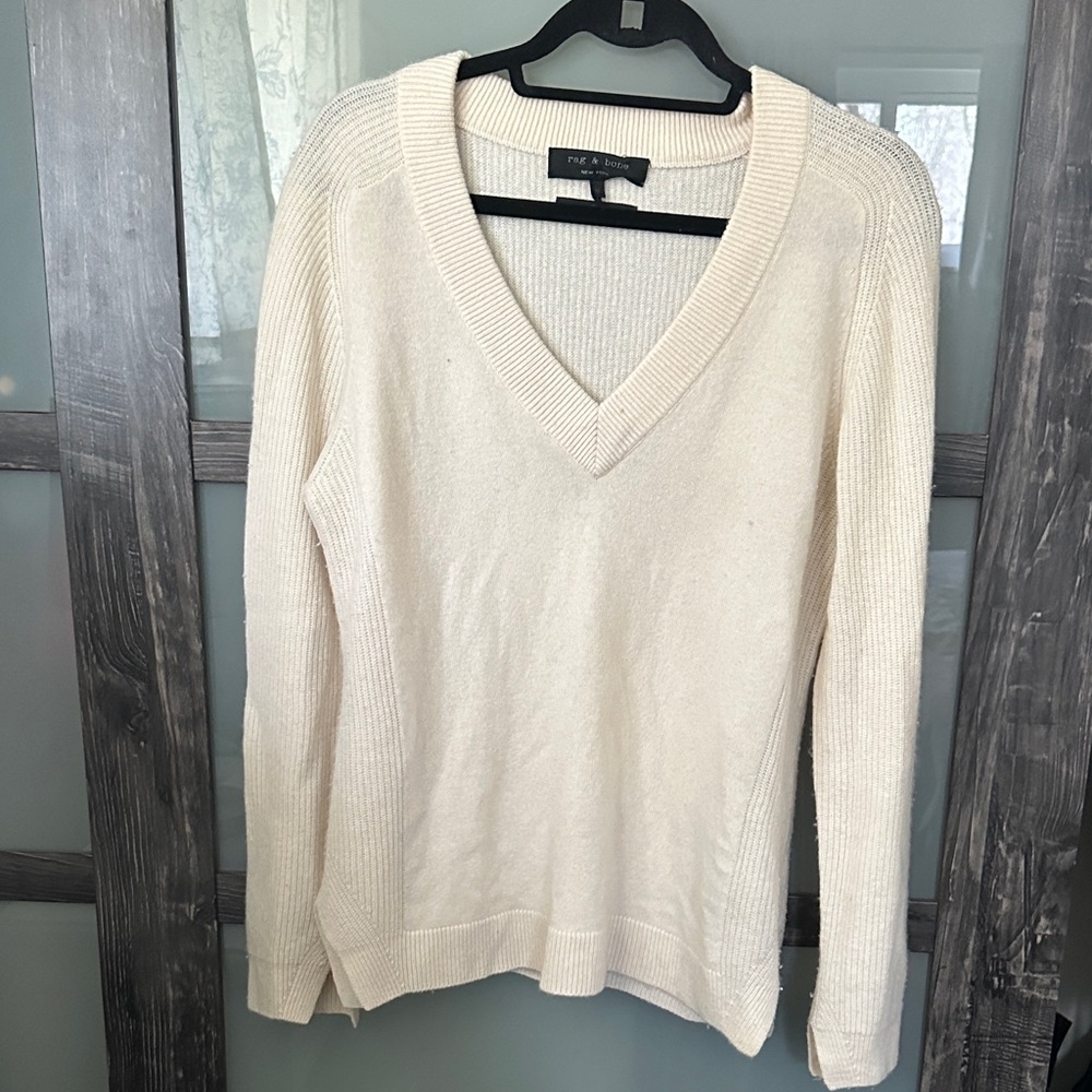 rag & bone Cream V-Neck Sweater